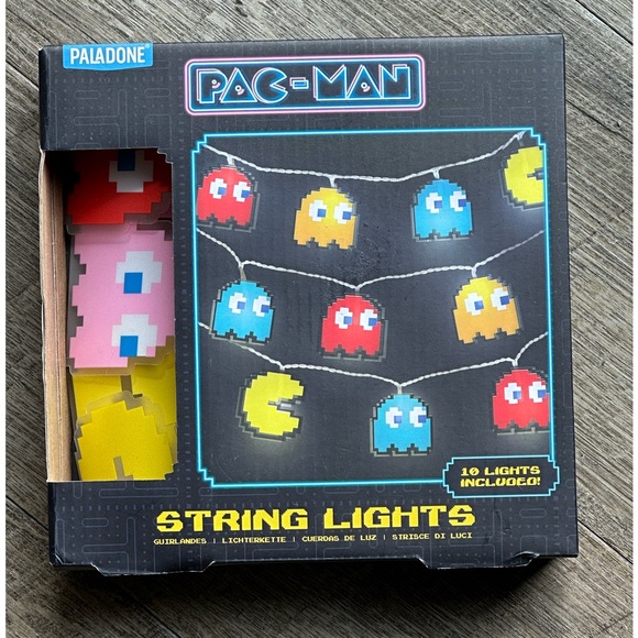 PAC-MAN LED Garland String Lights by Paladone - Set of 10 - Retro Decor - Picture 2 of 7